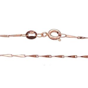 Copper Necklace Chain Unfaded Rose Gold, approx 1x6mm, 42cm length [FD11744]