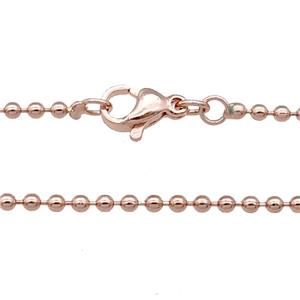 Copper Necklace Ball Chain Unfaded Rose Gold, approx 1.8mm, 42cm length [FD11747]