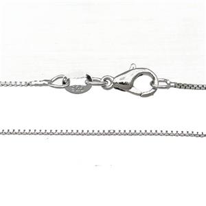 Copper Necklace Box Chain Unfaded Platinum Plated, approx 0.8mm, 42cm length [FD11748]