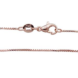 Copper Necklace Box Chain Unfaded Rose Gold, approx 0.8mm, 42cm length [FD11750]