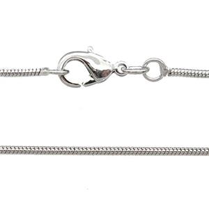 Copper Necklace Snake Chain Unfaded Platinum Plated, approx 1mm, 42cm length [FD11751]