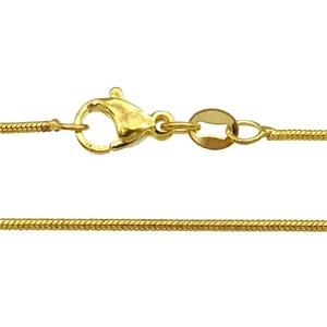 Copper Necklace Snake Chain Unfaded Gold Plated, approx 1mm, 42cm length [FD11752]
