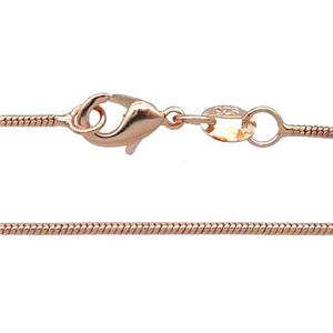 Copper Necklace Snake Chain Unfaded Rose Gold, approx 1mm, 42cm length [FD11753]