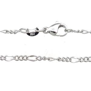 Copper Necklace Chain Unfaded Platinum Plated, approx 2.4mm, 42cm length [FD11754]