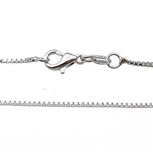 Copper Necklace Box Chain Unfaded Platinum Plated, approx 1mm, 42cm length [FD11756]