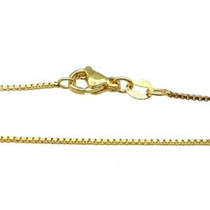 Copper Necklace Box Chain Unfaded Gold Plated, approx 1mm, 42cm length [FD11757]