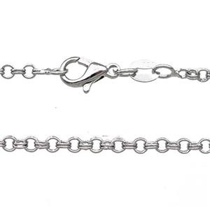 Copper Necklace Chain Unfaded Platinum Plated, approx 2.4mm, 42cm length [FD11759]
