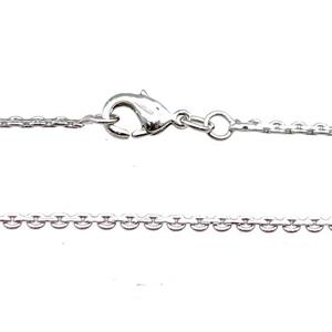 Copper Necklace Chain Unfaded Platinum Plated, approx 1.6mm, 42cm length [FD11763]