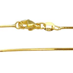 Copper Necklace FlatSnake Chain Unfaded Gold Plated, approx 1mm, 42cm length [FD11768]