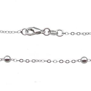 Copper Necklace Satellite Chain Unfaded Platinum Plated, approx 1.5mm, 3.5mm, 42cm length [FD11769]