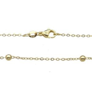 Copper Necklace Satellite Chain Unfaded Gold Plated, approx 1.5mm, 3.5mm, 42cm length [FD11770]