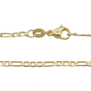 Copper Necklace Chain Unfaded Gold Plated, approx 2.4mm, 42cm length [FD11781]