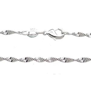 Copper Necklace Chain Unfaded Platinum Plated, approx 2.2mm, 42cm length [FD11783]