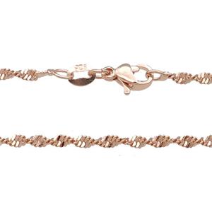 Copper Necklace Chain Unfaded Rose Gold, approx 2.2mm, 42cm length [FD11785]