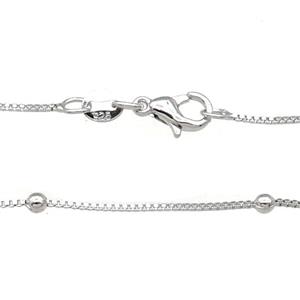 Copper Necklace Satellite BoxChain Unfaded Platinum Plated, approx 1mm, 2.5mm, 42cm length [FD11786]