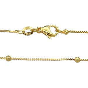 Copper Necklace Box Satellite Chain Unfaded Gold Plated, approx 1mm, 2.5mm, 42cm length [FD11787]