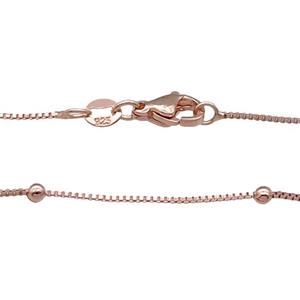 Copper Necklace Box Satellite Chain Unfaded Rose Gold, approx 1mm, 2.5mm, 42cm length [FD11788]