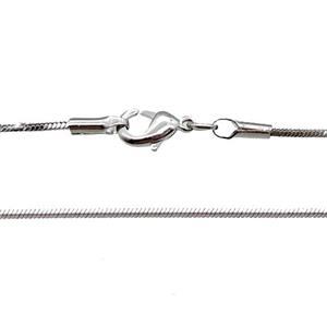 Copper Necklace Snake Chain Unfaded Platinum Plated, approx 1mm, 42cm length [FD11789]