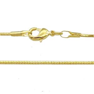 Copper Necklace Snake Chain Unfaded Gold Plated, approx 1mm, 42cm length [FD11790]