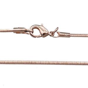 Copper Necklace Snake Chain Unfaded Rose Gold, approx 1mm, 42cm length [FD11791]