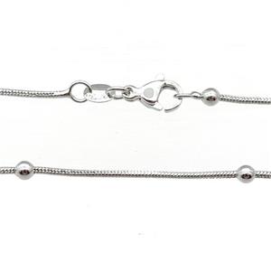 Copper Necklace Snake Chain Unfaded Platinum Plated, approx 1.2mm, 3mm, 42cm length [FD11792]