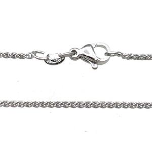 Copper Necklace Chain Unfaded Platinum Plated, approx 1.5mm, 42cm length [FD11795]