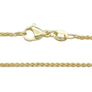 Copper Necklace Chain Unfaded Gold Plated, approx 1.5mm, 42cm length [FD11796]