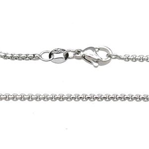 Copper Necklace Box Chain Unfaded Platinum Plated, approx 2mm, 42cm length [FD11798]