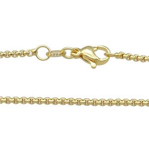 Copper Necklace Box Chain Unfaded Gold Plated, approx 2mm, 42cm length [FD11799]