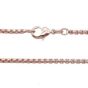 Copper Necklace Box Chain Unfaded Rose Gold, approx 2mm, 42cm length [FD11800]
