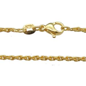 Copper Necklace Chain Unfaded Gold Plated, approx 1.8mm, 42cm length [FD11802]