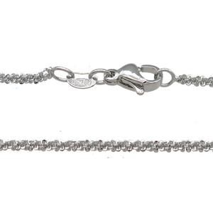 Copper Necklace Chain Unfaded Platinum Plated, approx 2mm, 42cm length [FD11804]