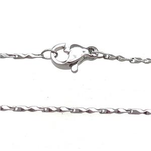 Copper Necklace Chain Unfaded Platinum Plated, approx 1mm, 42cm length [FD11807]