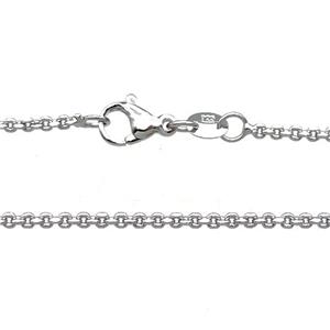 Copper Necklace Chain Unfaded Platinum Plated, approx 2mm, 42cm length [FD11810]