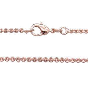 Copper Necklace Chain Unfaded Rose Gold, approx 2mm, 42cm length [FD11812]