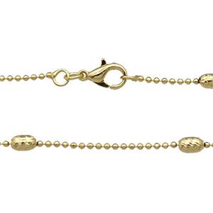 Copper Necklace Ball Satellite Chain Unfaded Gold Plated, approx 1.2mm, 3x5mm, 42cm length [FD11814]