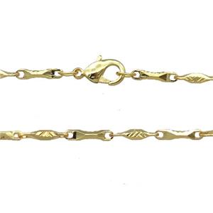 Copper Necklace Chain Unfaded Gold Plated, approx 1.8x9mm, 42cm length [FD11816]
