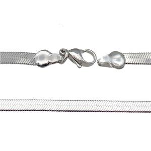 Copper Necklace FlatSnake Chain Unfaded Platinum Plated, approx 4mm, 44cm length [FD11818]