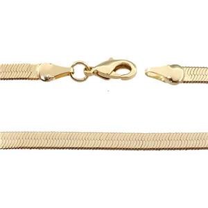 Copper Necklace FlatSnake Chain Unfaded Gold Plated, approx 4mm, 44cm length [FD11819]