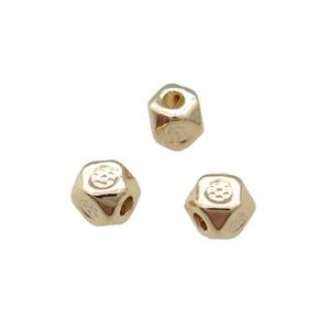 Copper Cube Beads Tiny Unfaded Light Gold Plated, approx 3.5mm [FD11826]
