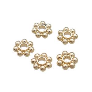 Copper Daisy Spacer Beads Unfaded Light Gold Plated, approx 5.5mm [FD11833]