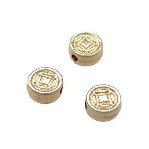 Copper Button Spacer Beads Unfaded Light Gold Plated, approx 6mm [FD11844]