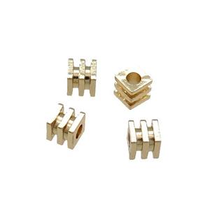 Copper Cube Spacer Beads Unfaded Light Gold Plated, approx 4mm [FD11845]