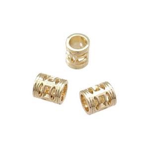 Copper Tube Beads Unfaded Large Hole Light Gold Plated, approx 5-7mm, 4mm hole [FD11858]