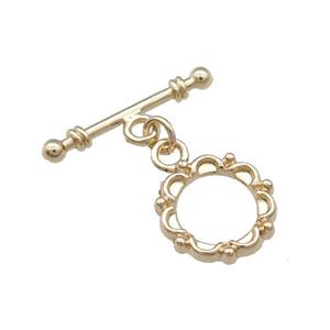 Copper Toggle Clasp Unfaded Light Gold Plated, approx 14mm, 22mm [FD11868]