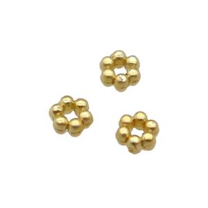 Copper Daisy Spacer Beads Unfaded Gold Plated, approx 3mm [FD11876]