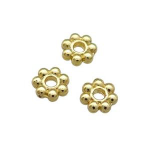 Copper Daisy Spacer Beads Unfaded Gold Plated, approx 5.5mm [FD11879]
