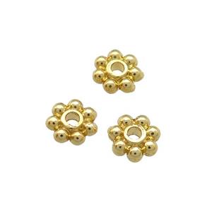 Copper Daisy Spacer Beads Unfaded Gold Plated, approx 6mm [FD11880]