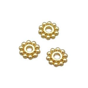 Copper Daisy Spacer Beads Unfaded Gold Plated, approx 6mm [FD11881]