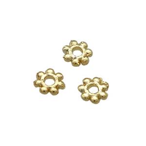 Copper Daisy Spacer Beads Unfaded Gold Plated, approx 3.5mm [FD11882]